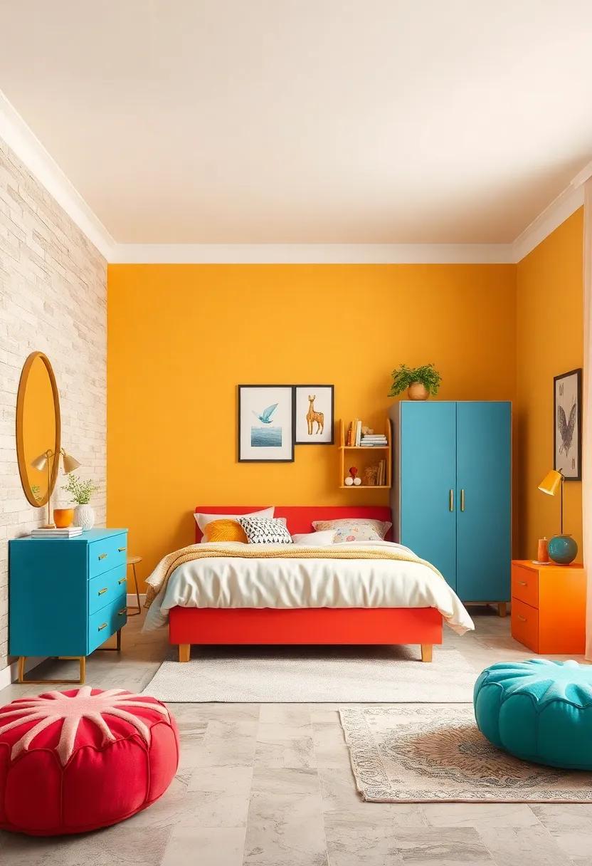 Playful Pop Set: Brighten your bedroom with this vibrant furniture set, which features cheerful colors and ​fun designs, making it an ideal choice for a ​child's or teenager's space