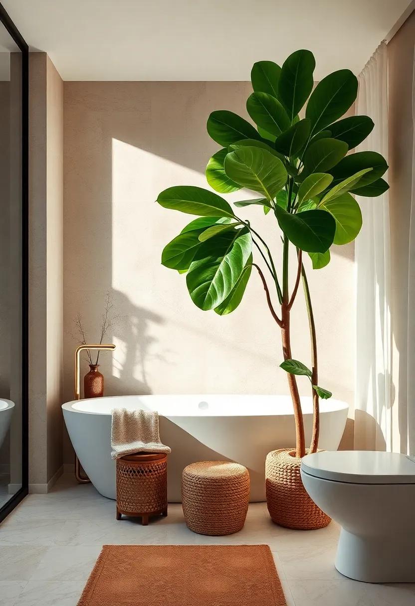Fiddle‍ Leaf Fig: ⁣A popular trend, this large-leaved beauty acts as a ⁣stunning⁤ statement piece in spacious bathrooms⁤ with lots of⁣ natural light