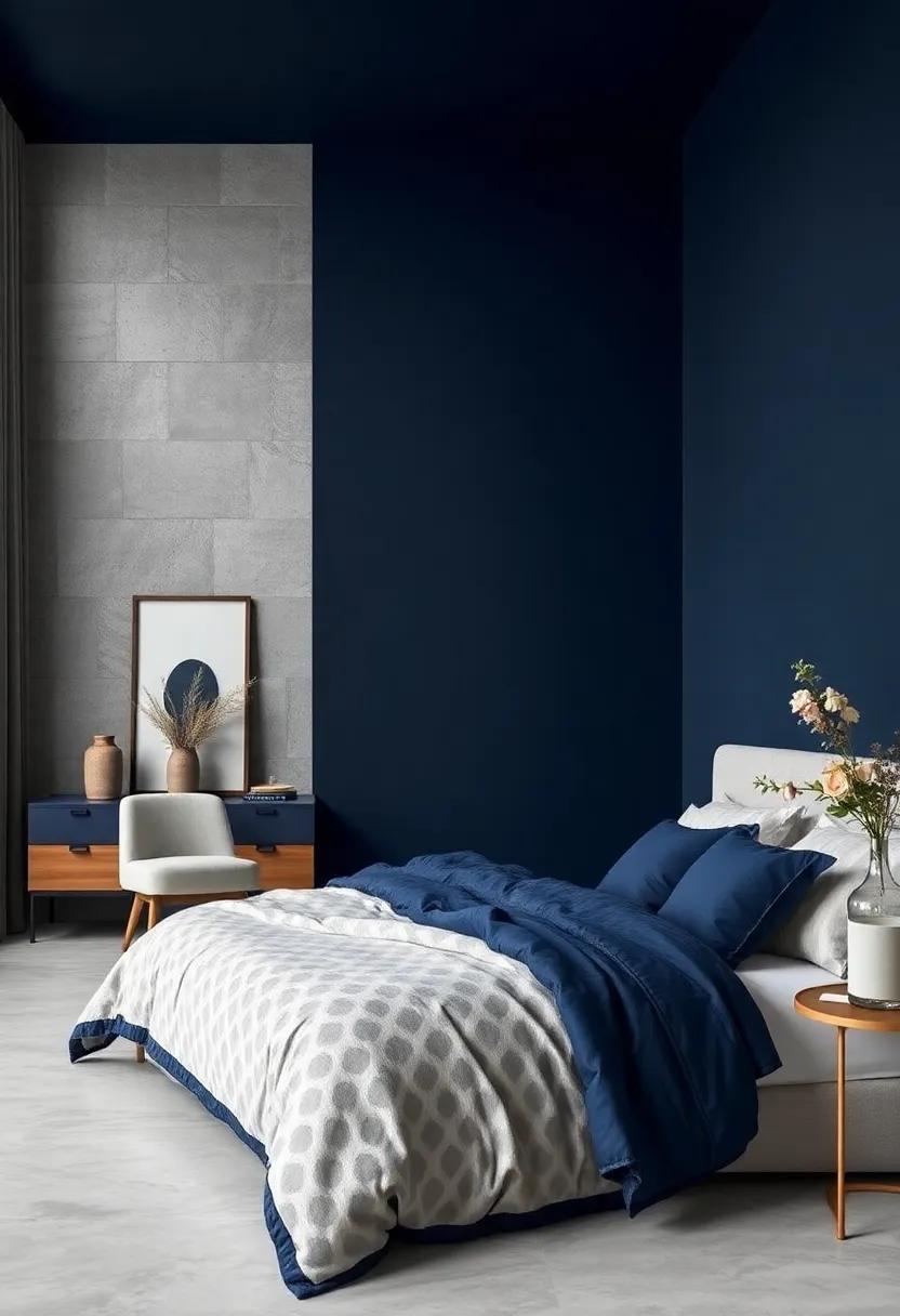 Navy‌ blue: Deep navy provides ‍a striking contrast to gray, ​adding depth and a touch of sophistication to your​ bedroom