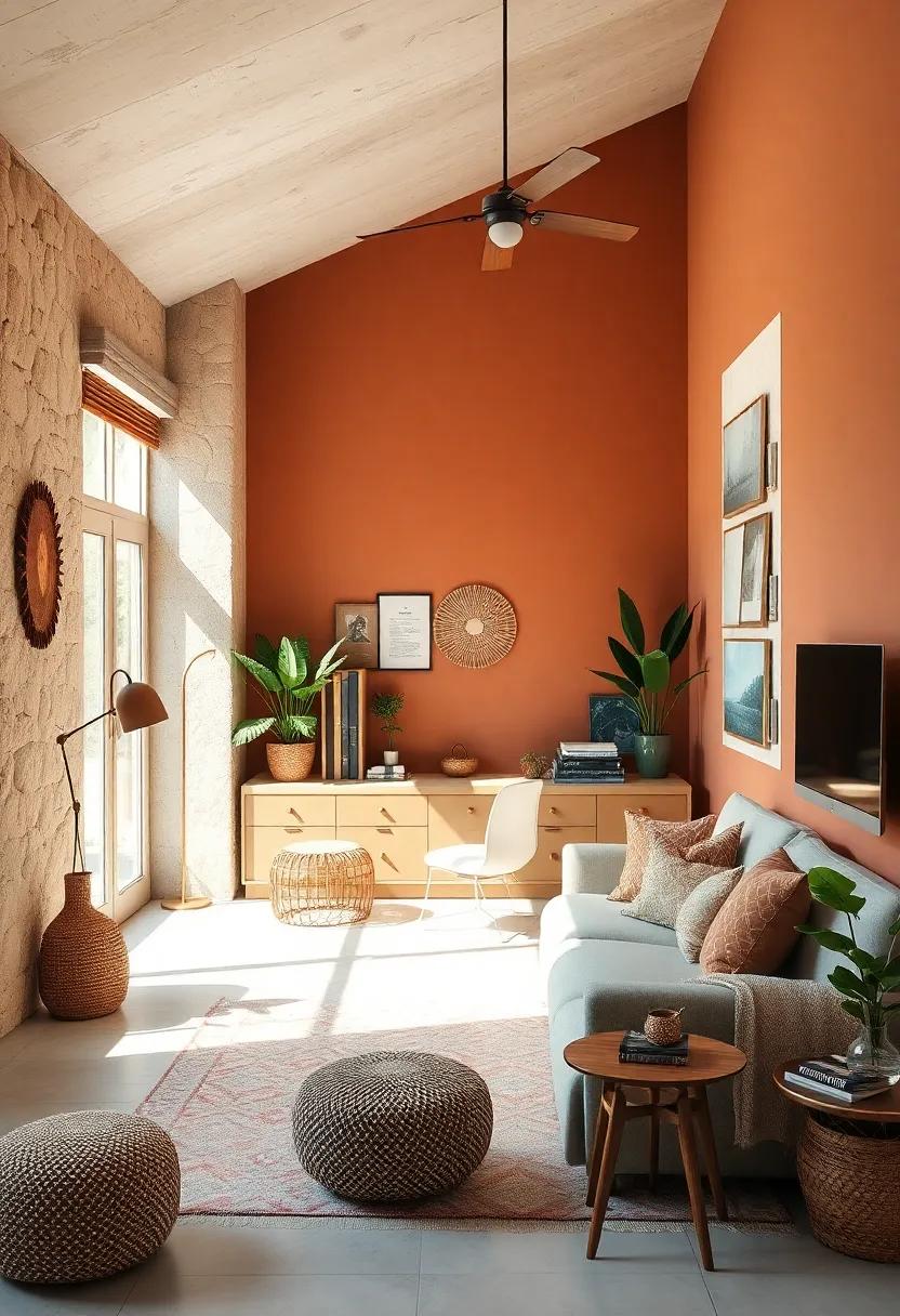 Embrace a Warm color Palette: choose earth tones like terracotta, olive green,‍ and soft beige to create a calming atmosphere that invites creativity