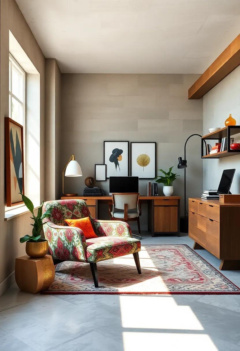 Integrate a Statement Chair:​ Find a bold accent chair in a vibrant print to serve ⁣as⁢ a stylish focal point in your office design