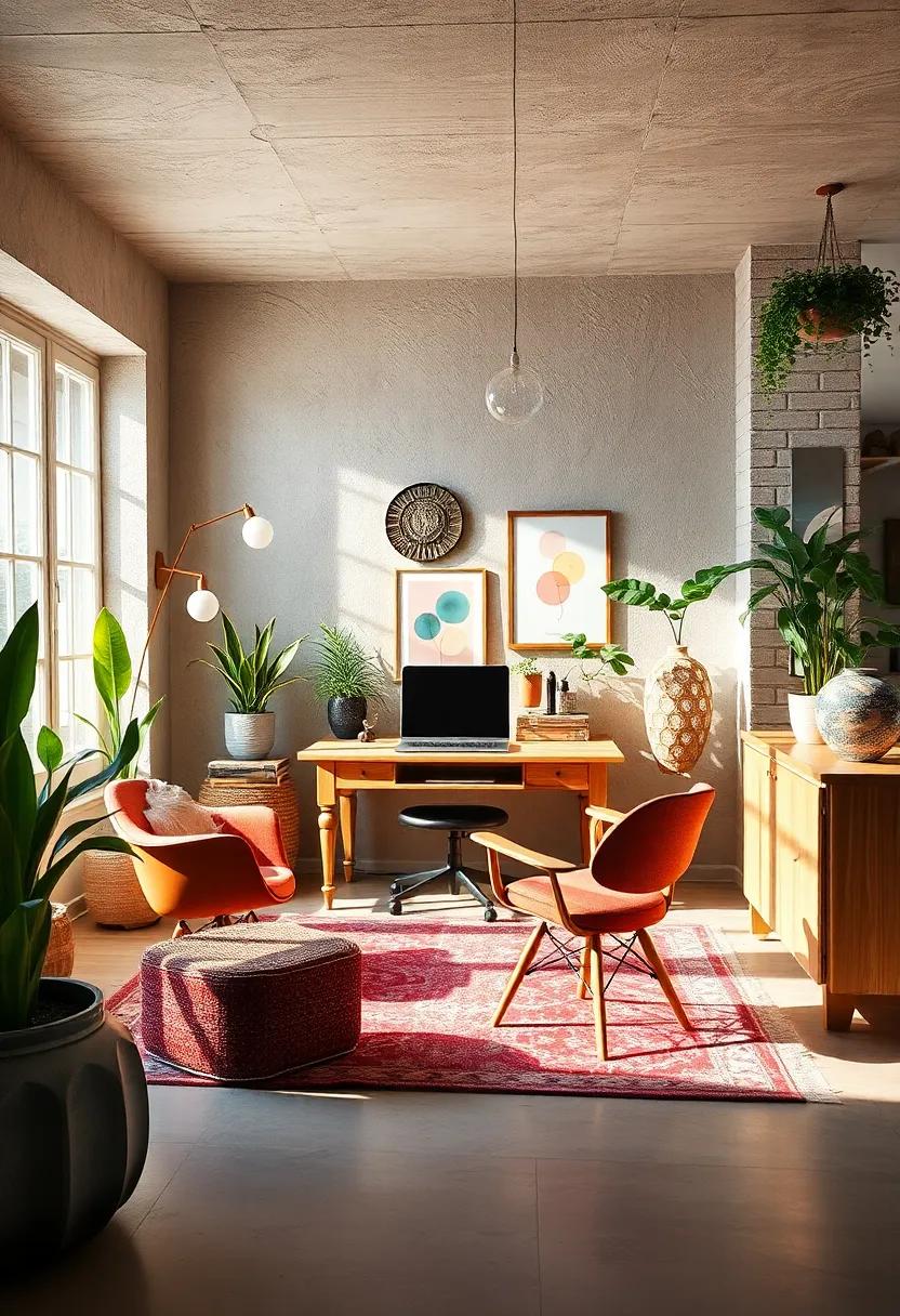 Use Unique Furniture Pieces: Opt for eclectic furniture, such as a vintage desk or ⁢mismatched chairs, to infuse⁣ character and nostalgia into your workspace