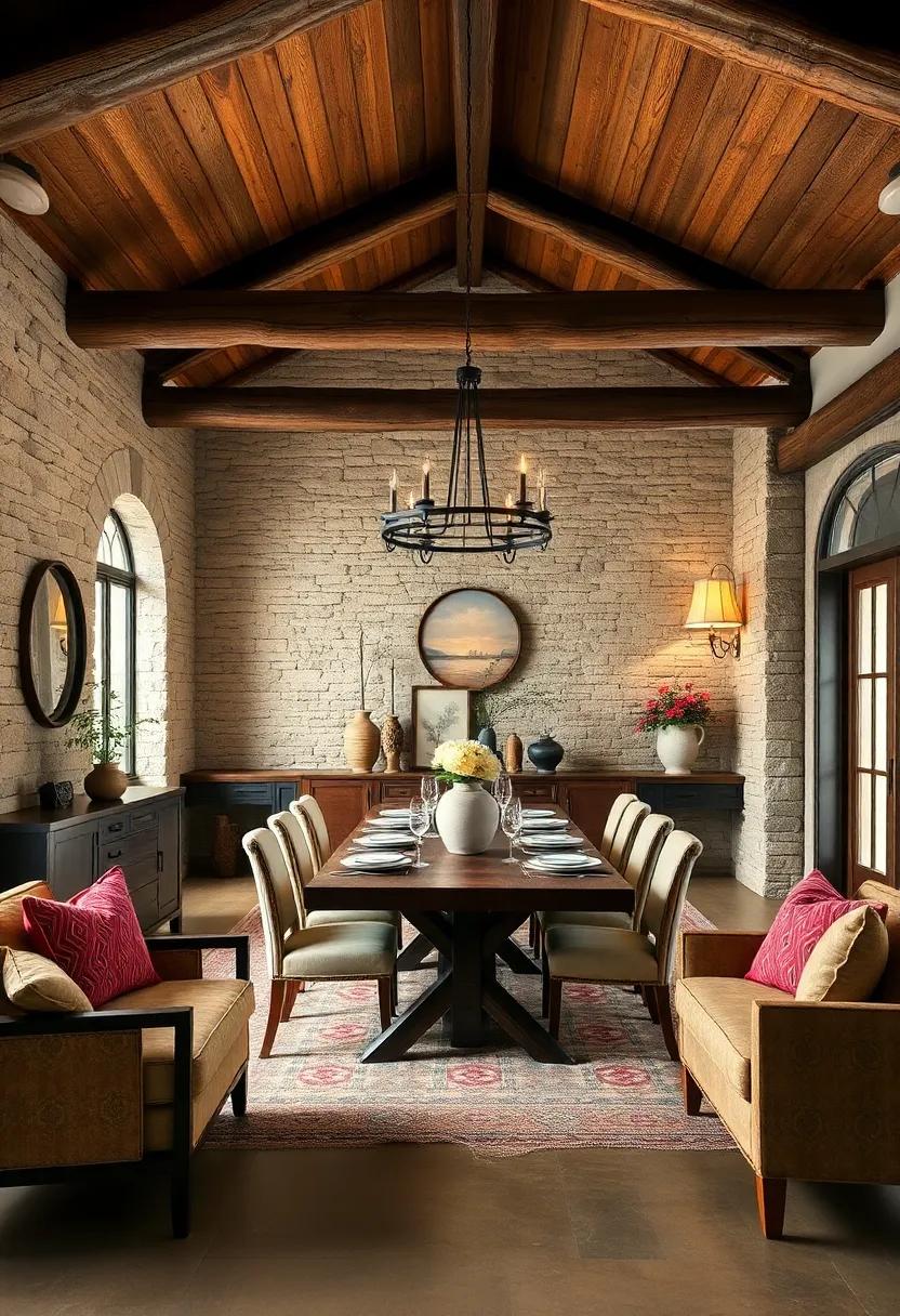 Rustic Lodge: ‌Create ⁢a cozy⁤ retreat with natural⁣ materials, stone accents, and warm lighting, ⁣perfect for gatherings in a cabin-like ⁤dining space