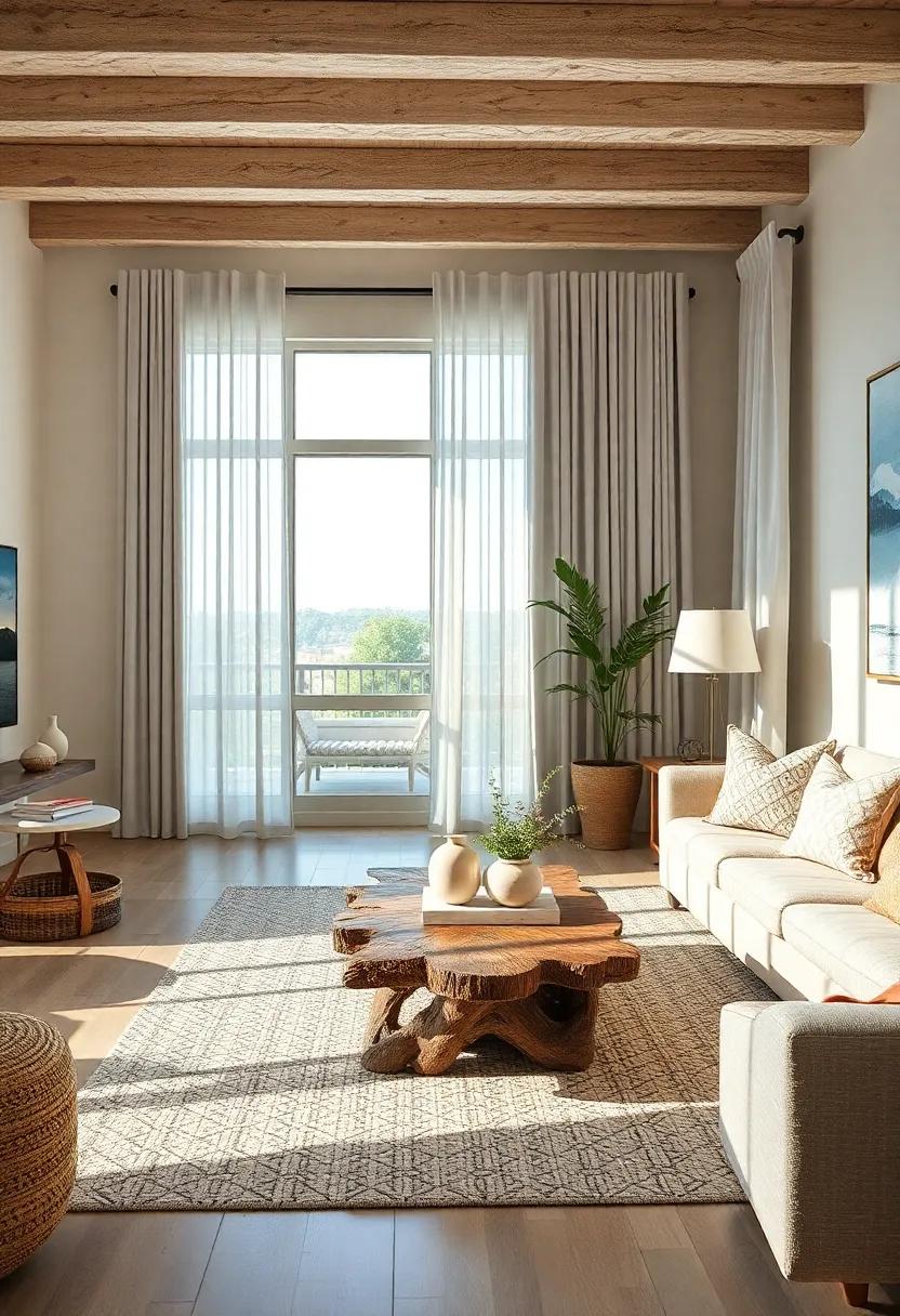 Choose⁤ a Statement Coffee Table: Select a coffee⁢ table made from ⁤driftwood or reclaimed wood to‍ serve as a rustic⁢ centerpiece that⁢ ties the room together