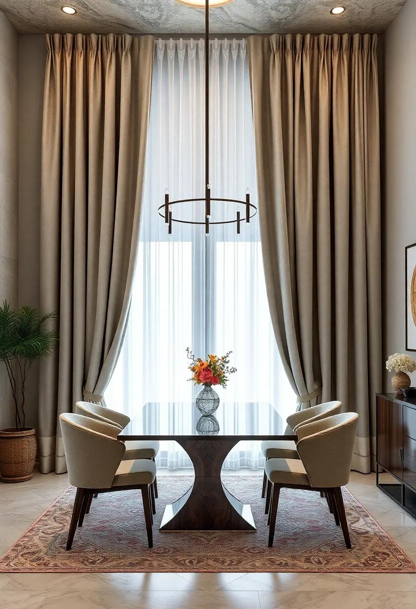 Go for a classic look with ⁣tailored, pinched pleat ⁢drapes that add ⁤structure​ and formality to your dining room ‍design
