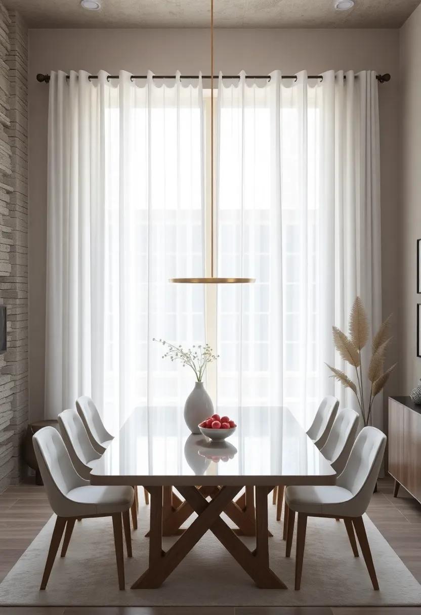 Embrace the power of minimalism with sheer white curtains that beautifully diffuse natural light,⁤ creating an airy and ⁤spacious atmosphere in your dining room