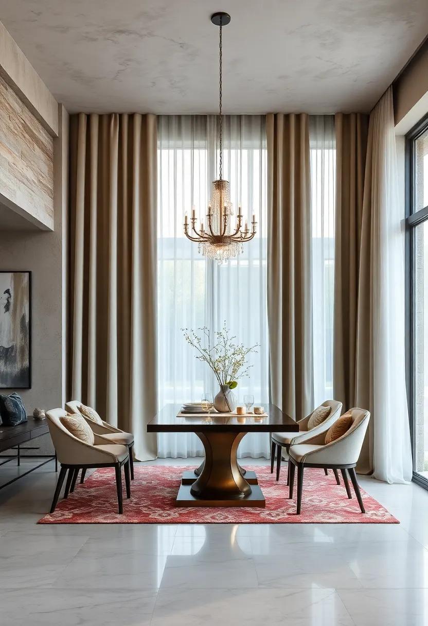Finish off⁤ with dramatic drapery that puddles elegantly on the floor, adding‍ a theatrical quality to your dining room while showcasing⁢ your personal style