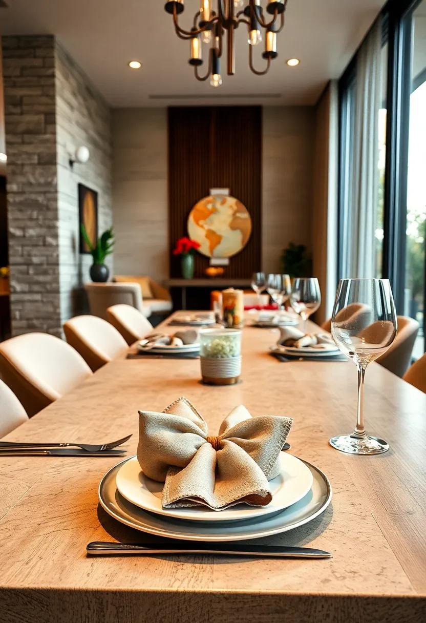 Cloth ‍Napkin Art: fold ⁤cloth​ napkins into intricate ⁣shapes or designs ⁤and place them creatively beside each plate for an ⁤added touch ⁢of artistry