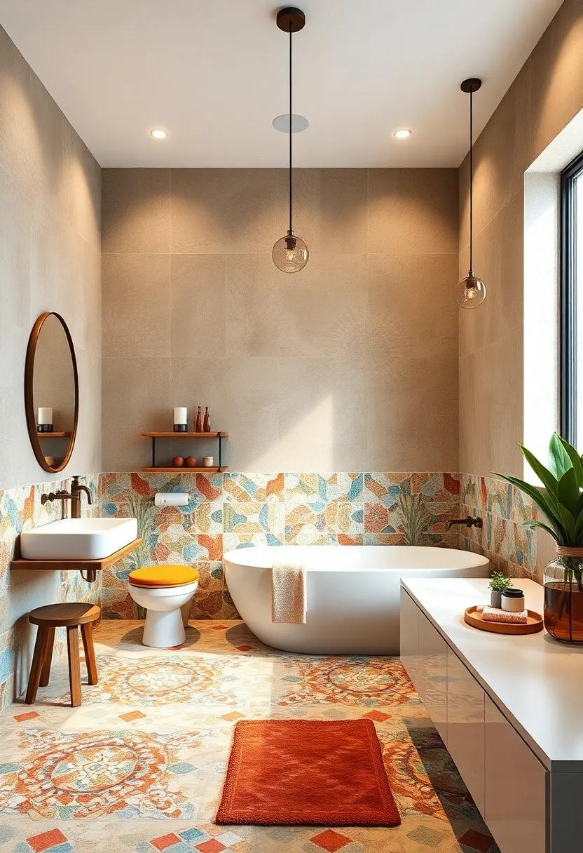 Artistic⁢ Whimsy: Quirky, ⁣hand-painted mosaic tiles add a playful touch, showcasing unique designs‍ that spark conversation​ and delight