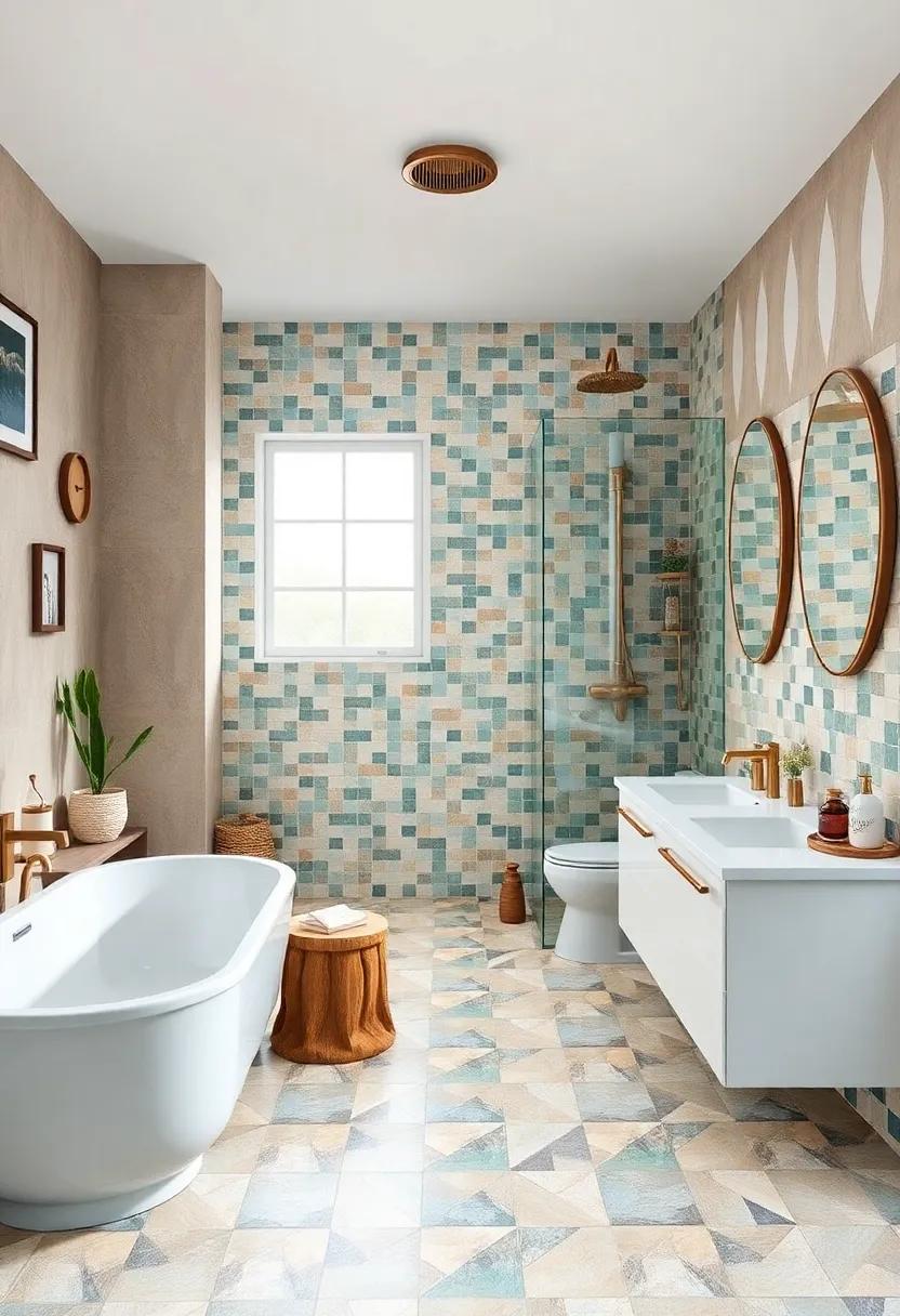 Coastal ⁢Vibes: Beach-inspired⁣ mosaics in soft‌ blues, sandy beiges, and ⁣seafoam‍ greens create a refreshing coastal ambience