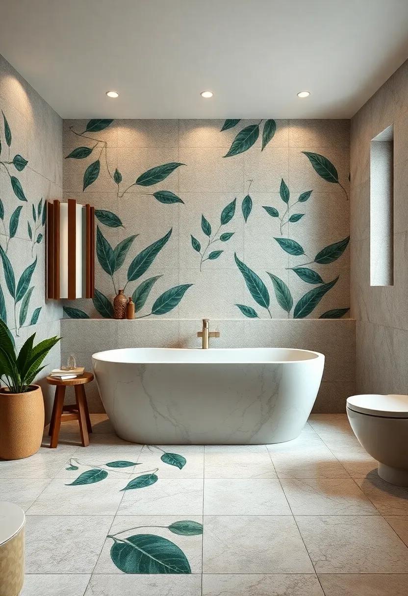 Nature ⁤Inspired: Mosaic tiles depicting leaves ‍and natural elements transform the bathroom ‌into a serene⁢ oasis,blending indoor‌ and outdoor vibes