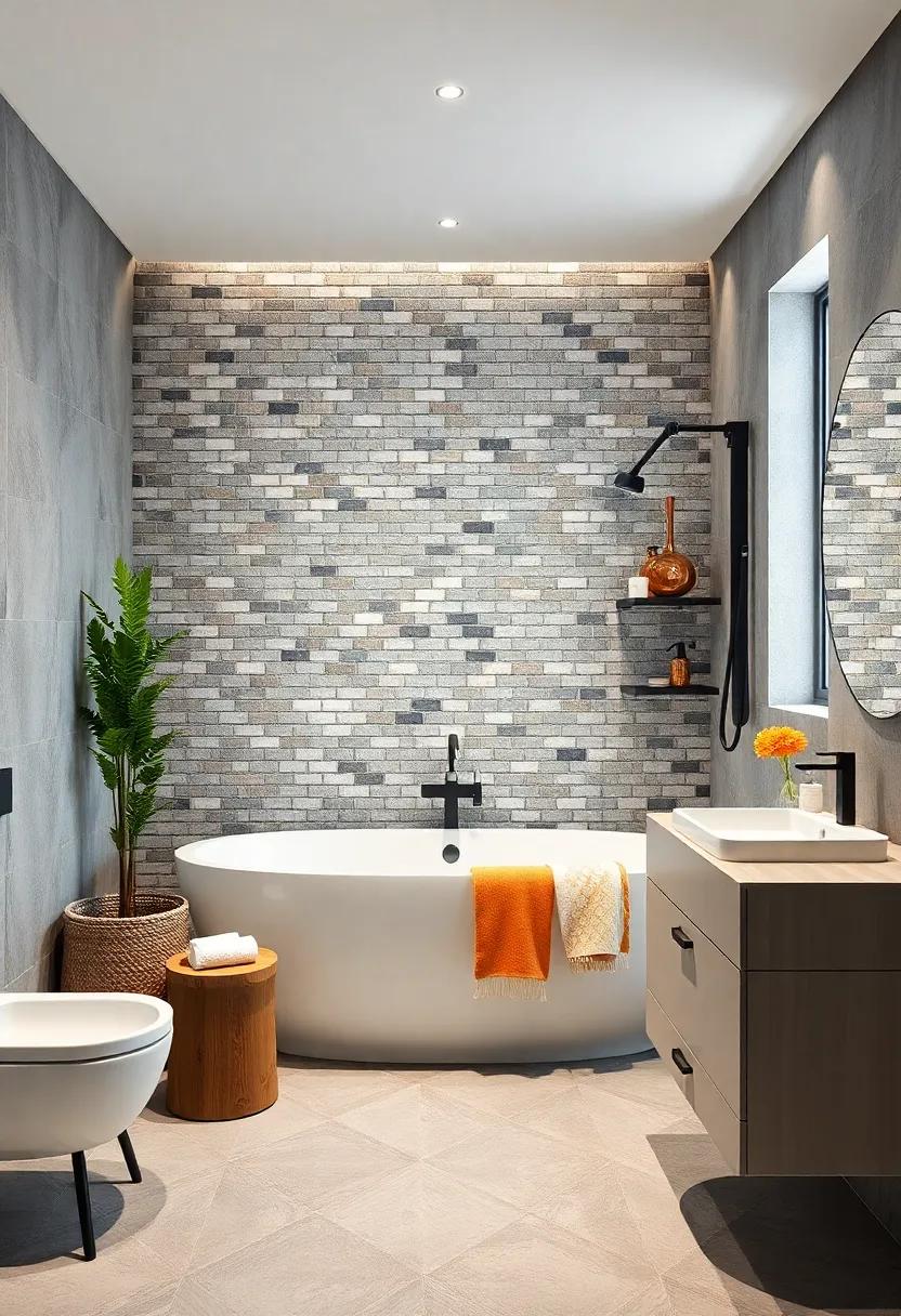 Urban ‍Chic: Sleek, subway-style mosaic tiles paired with⁣ dark‍ grout create an industrial, yet chic, urban bathroom vibe