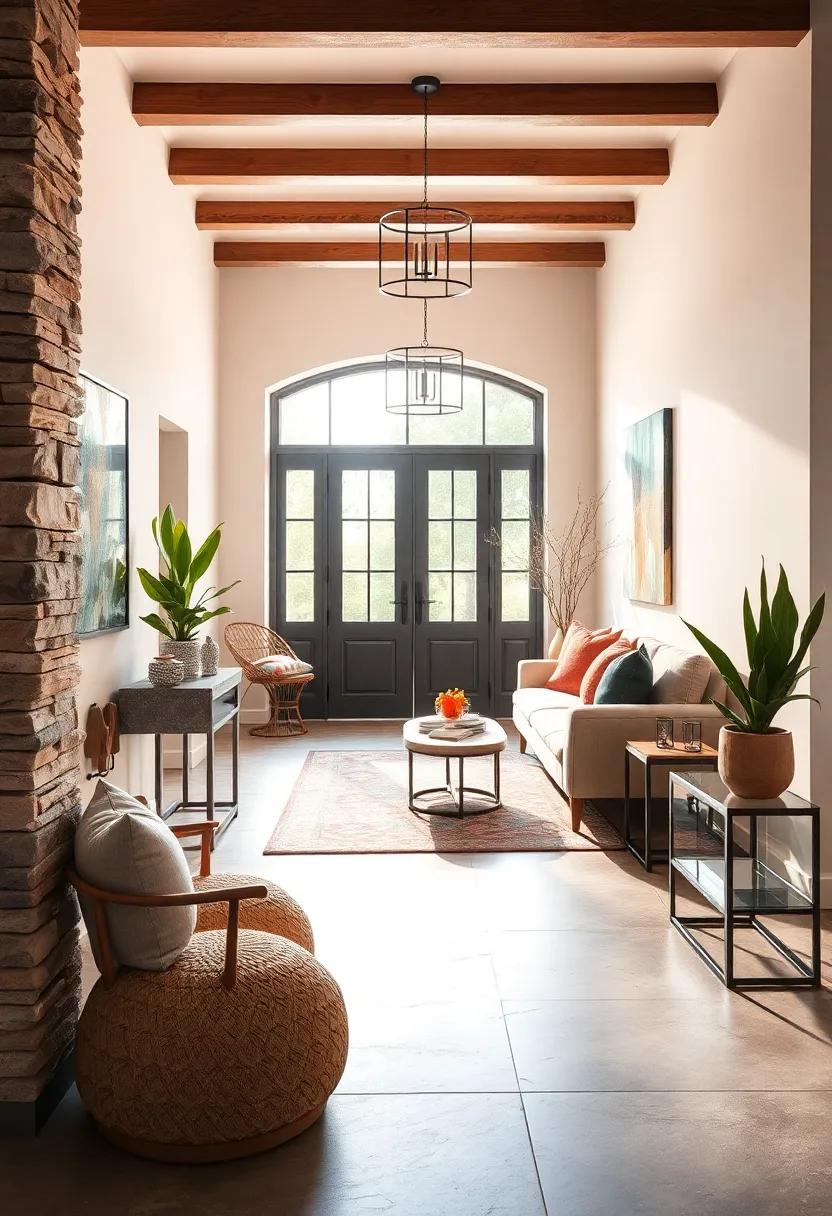 Layered Textures: ​Combine different ⁤materials such⁢ as wood, metal, and ‌fabric to‍ add depth and interest ‌to your entryway design