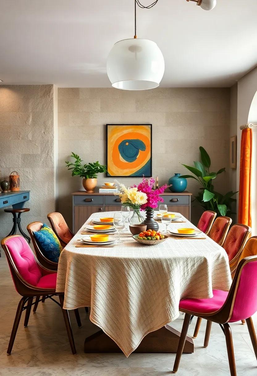Textured Tablecloth: ‍Choose a ‌vibrant ⁤tablecloth ⁢in a textured ‍fabric to create depth and richness on your dining surface