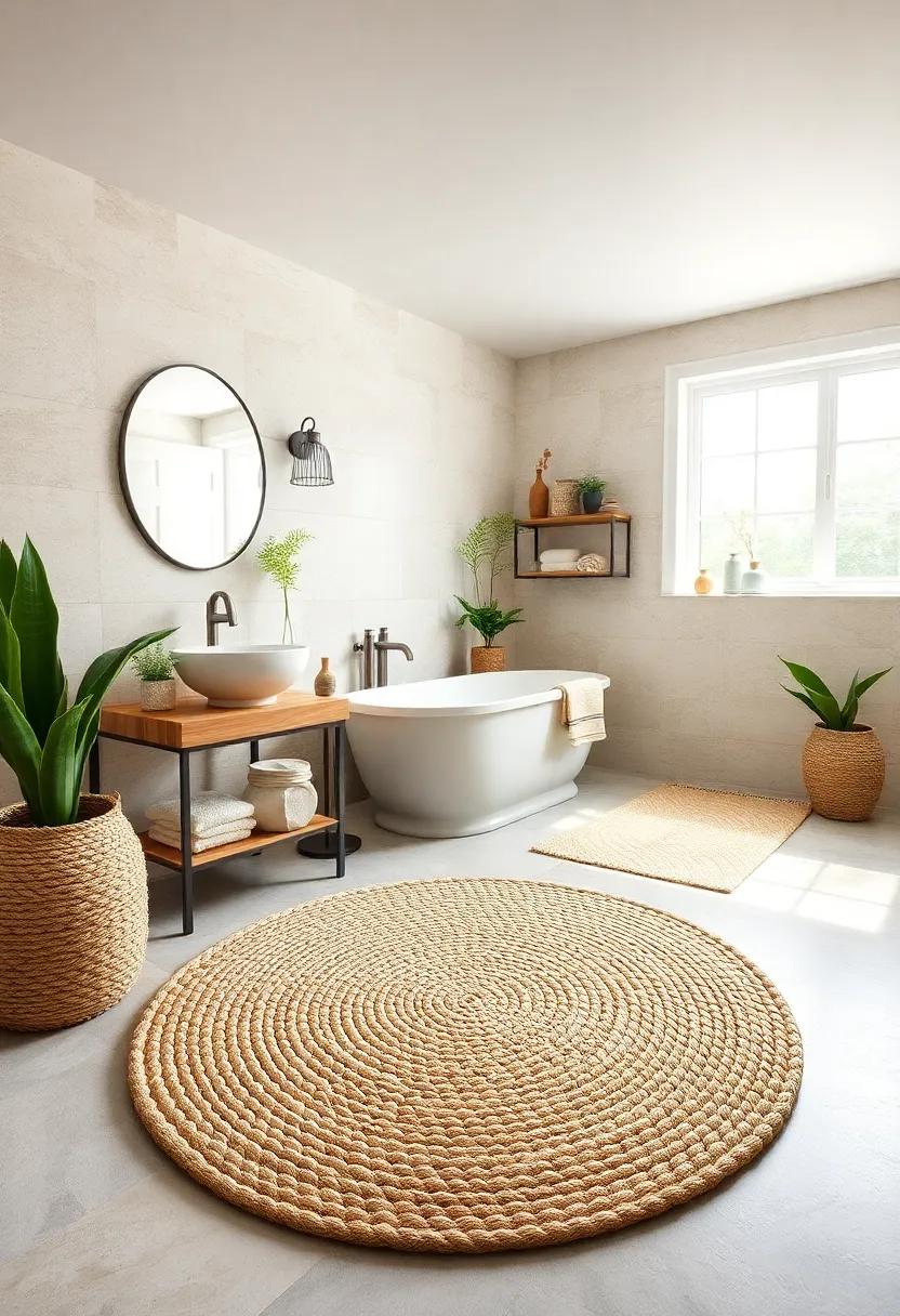 Jute Braided​ Round Rug - Opt for a natural jute braided round rug, offering ​an​ organic feel that beautifully compliments rustic decor while remaining ⁣functional