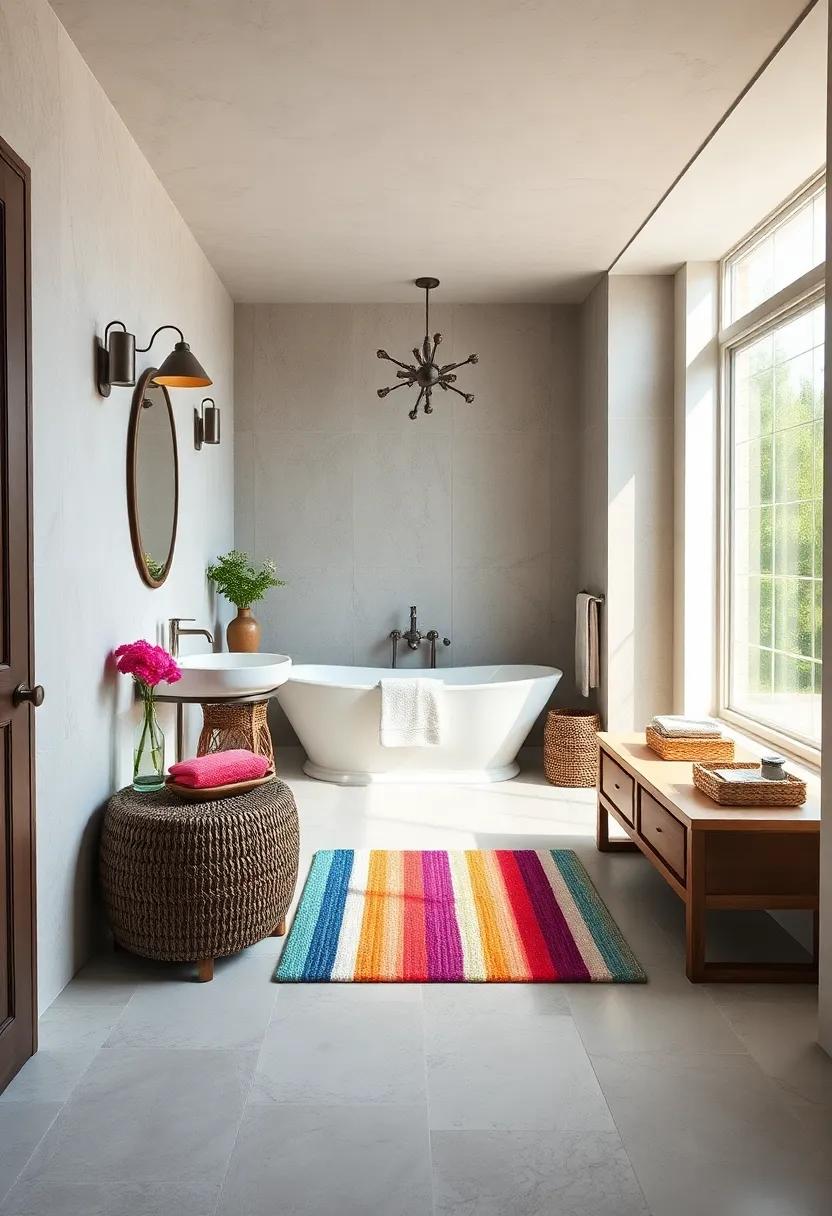 Multi-Color Striped Bath ⁣Mat - Brighten your space with ‍a cheerful multi-color striped bath‍ mat, perfect for adding a playful pop‌ of color and personality