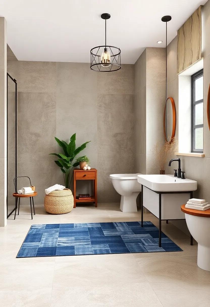 Patchwork Denim Floor Mat - For ⁣a ‍unique twist, explore a⁤ patchwork denim floor mat, perfect for personalizing your farmhouse bathroom with​ creativity⁤ and style