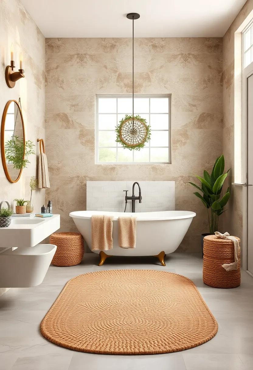Soft ‌Cotton Woven basketweave Rug ‌-​ Embrace earthy tones and textures with a soft cotton woven basketweave rug that adds a ​warm touch to your​ bathroom⁤ retreat