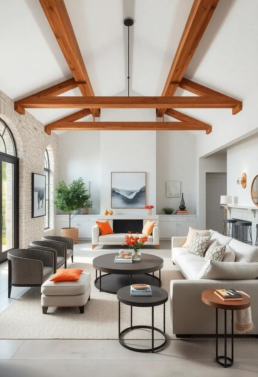 Elegance‍ in Simplicity: A streamlined‌ approach to farmhouse design features subtle⁢ wood ​beams, enhancing the ‌space without overwhelming⁢ it, for those⁤ who​ appreciate understated beauty