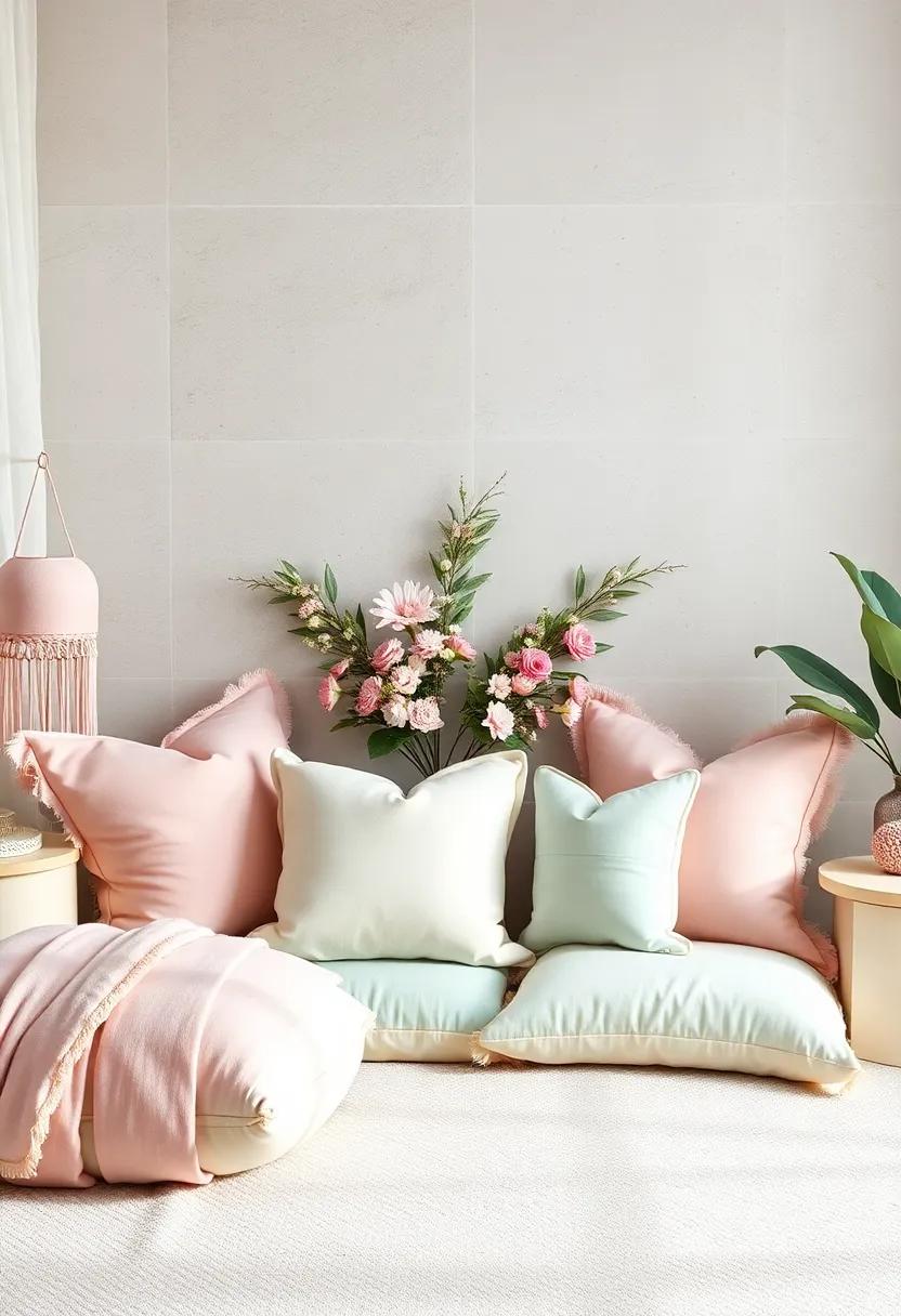 Pastel ⁣Color ⁤Palette: Choose pillows in soft pinks, lavenders, and ​mint greens for‍ a soothing ​and dreamy atmosphere