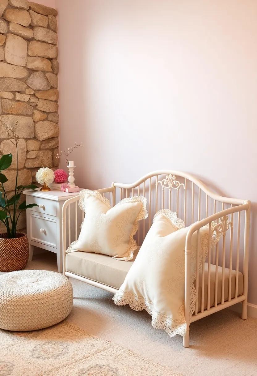 Vintage Lace Accents: Incorporate classic lace-edged pillows for a timeless touch that can​ complement antique nursery furniture