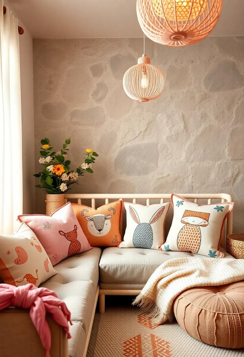 Whimsical Animal Prints: Soft pillows featuring adorable animal⁣ motifs ‌bring a playful charm to any nursery space