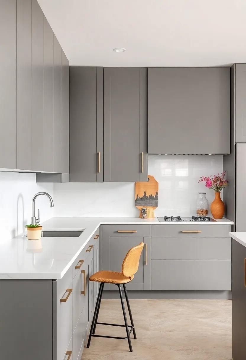 Modern Minimalism: Embrace sleek ​lines and ‍simplicity by pairing matte gray cabinets with‍ a bright white quartz⁢ countertop for a chic look