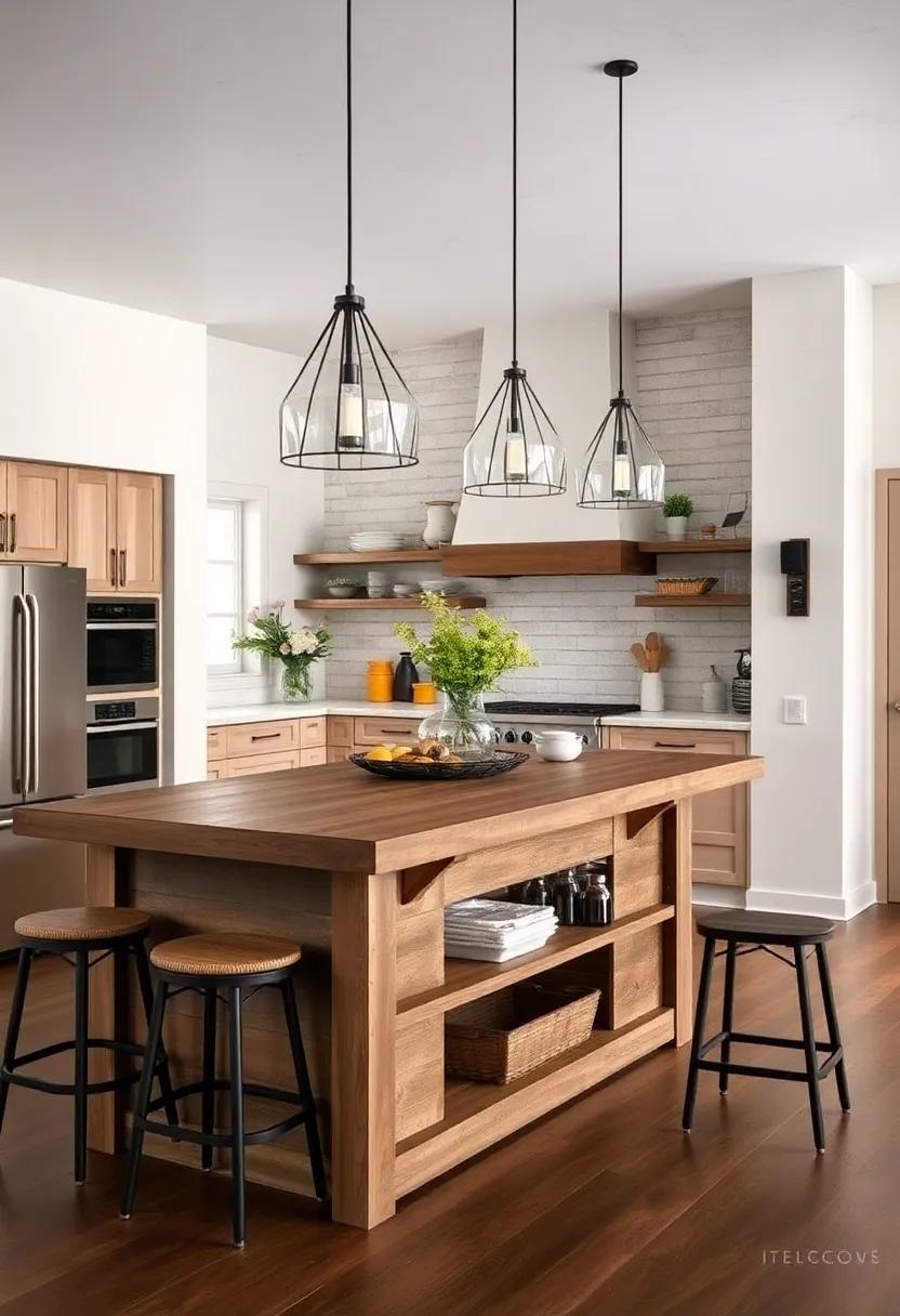 Rustic Elegance: Discover a farmhouse-inspired⁣ kitchen island featuring reclaimed wood that adds warmth and charm to your culinary space