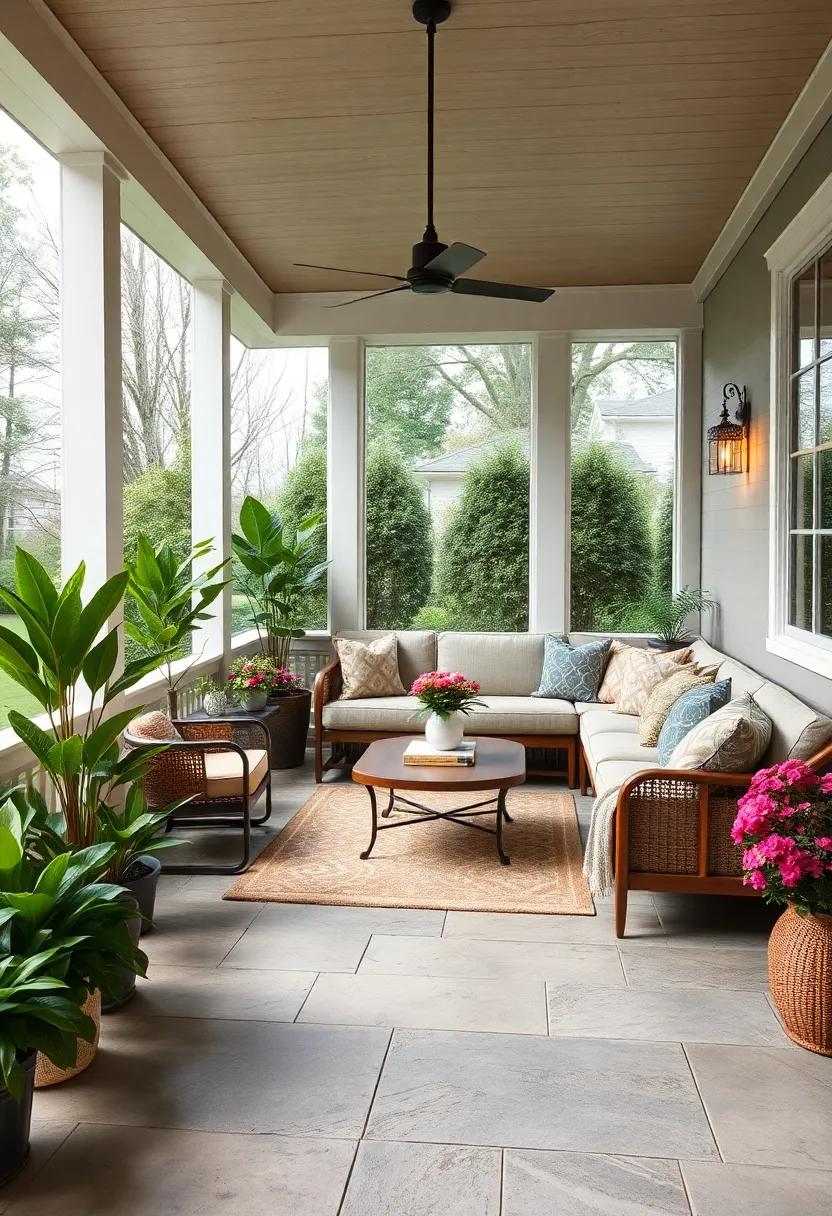 Scented Serenity: Enhance your porch experience with aromatic plants and decor, creating‌ a soothing sensory haven around your cozy ⁢sectional