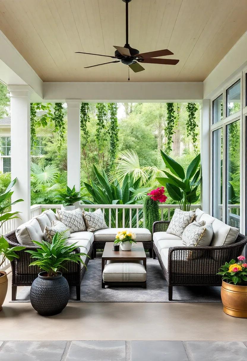 Zen Retreat: Achieve⁢ a calming ambiance with a minimalist sectional paired with Japanese-inspired decor and ⁤soothing greenery