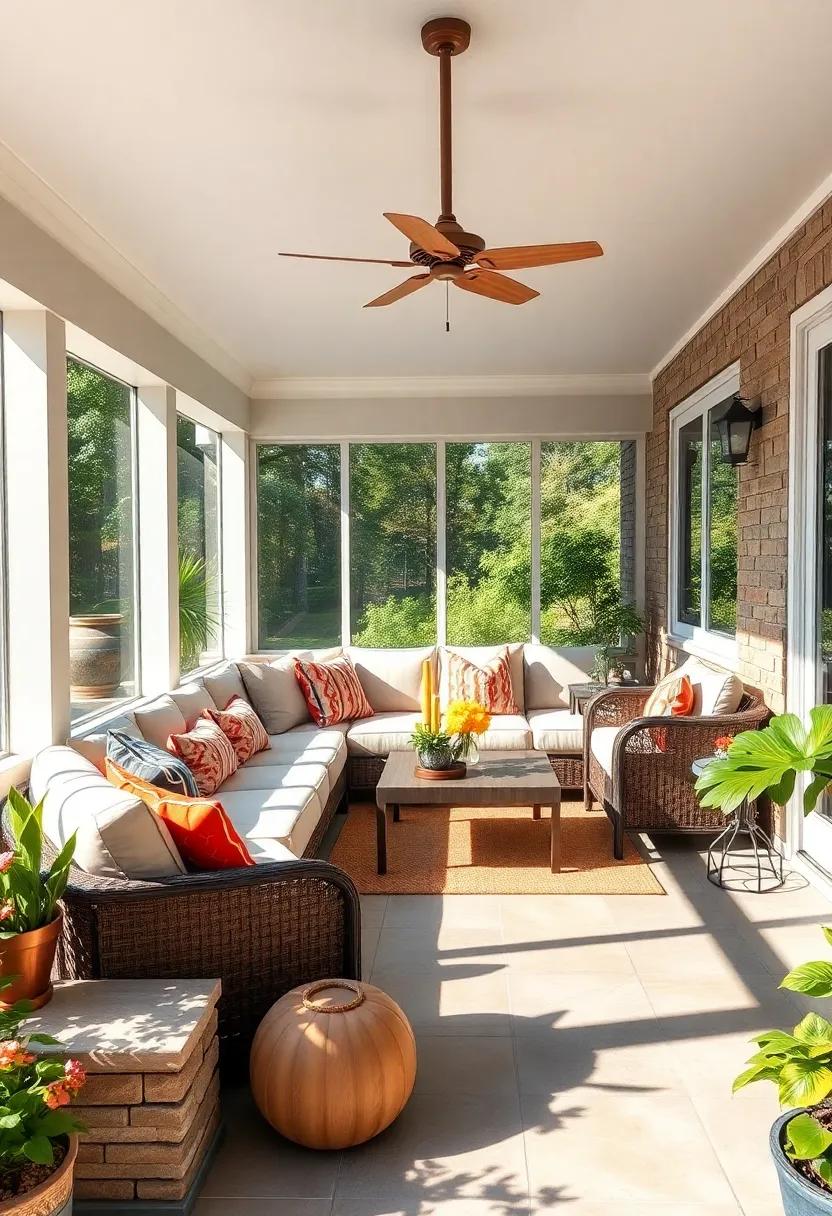 Sun-drenched Serenity: Explore a light, airy ​design featuring a comfortable sectional that invites ⁤relaxation while basking in the warmth of the sun