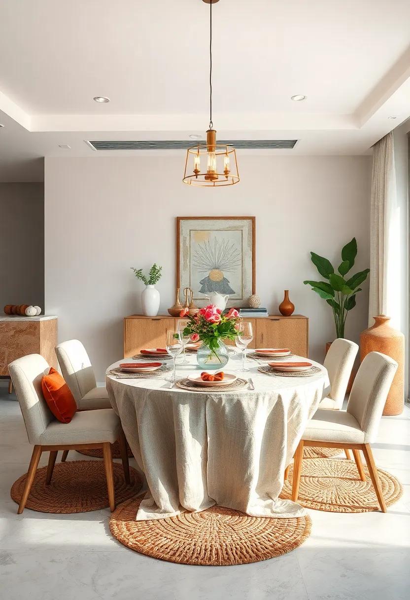 Textured Accents:‌ Layer different textures, ​like⁢ a‌ plush tablecloth and woven placemats, to create a rich, inviting table⁢ setting
