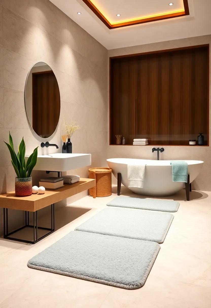 Luxurious ‍Bath Mats: Opt for plush, memory⁤ foam⁤ bath mats ​that provide comfort underfoot ‌while adding a layer of sophistication