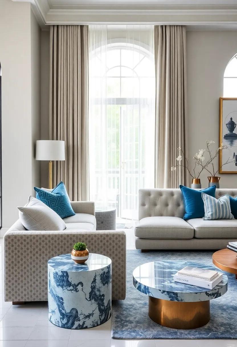 Marble ⁣Accent⁤ Tables: Add style⁣ and functionality to your living space ‍with chic blue marble accent tables that serve as the perfect sidekick for your sofa