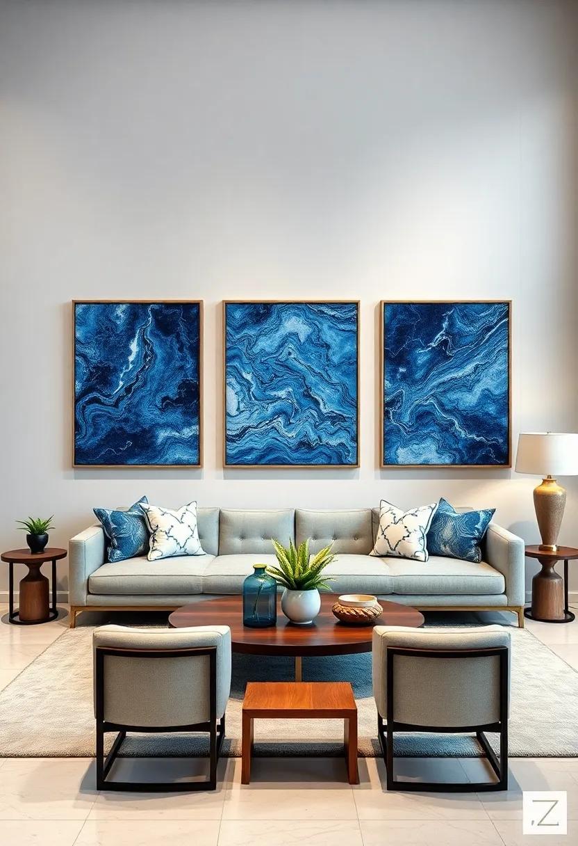 Blue⁤ Marble Wall Art: Transform your walls with large-scale blue marble art pieces that draw the ​eye and elevate ⁤your interior design
