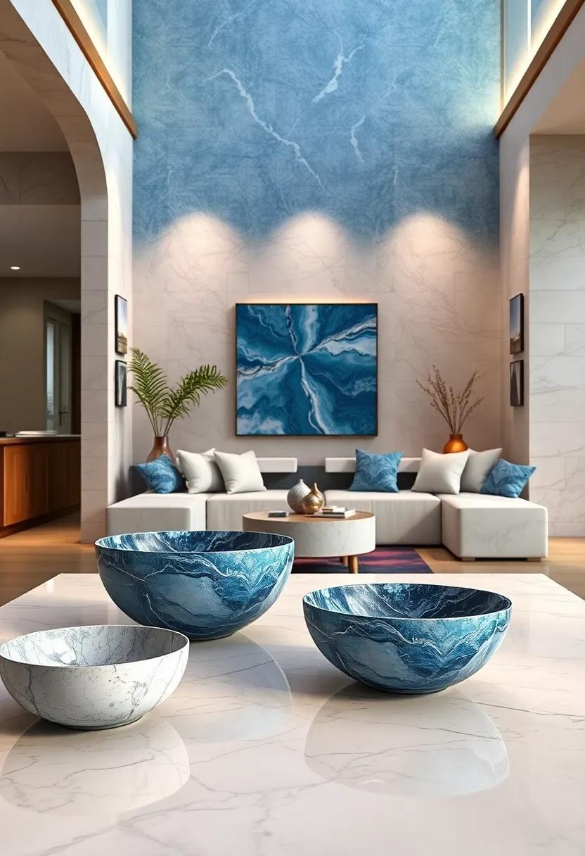 Decorative Blue Marble Bowls: Use these ⁤striking bowls as centerpieces or for functional storage, ⁤making a statement while ‌keeping your space organized