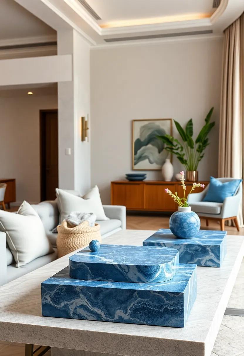 subtle Blue marble Statues:⁤ Add a touch of sophistication to your decor with small blue marble statues that serve as conversation starters