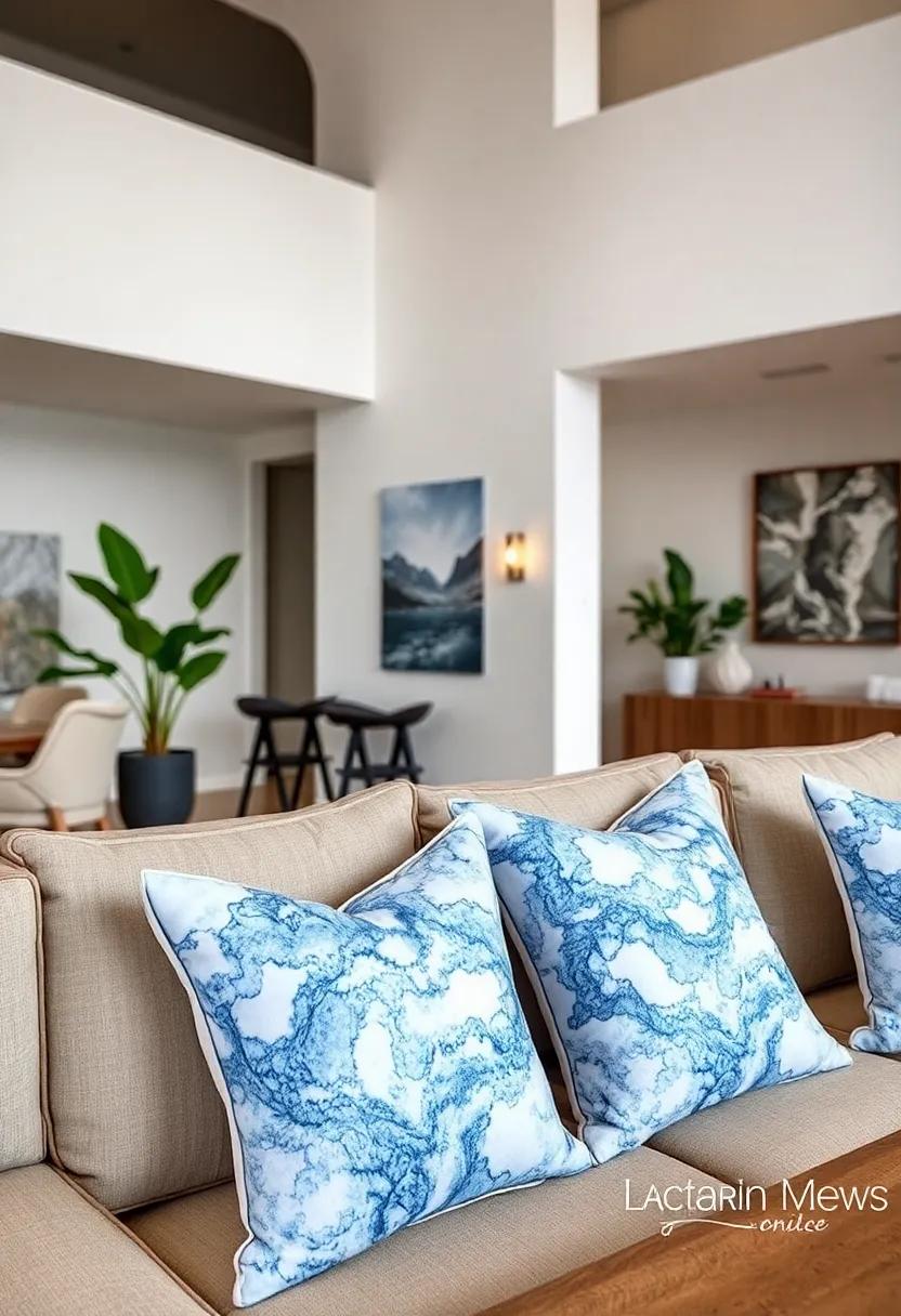 Blue ‌Marble Accent⁣ Pillows: Liven⁣ up your seating area with luxurious ⁣accent pillows featuring blue ⁤marble patterns, infusing your space with rich textures