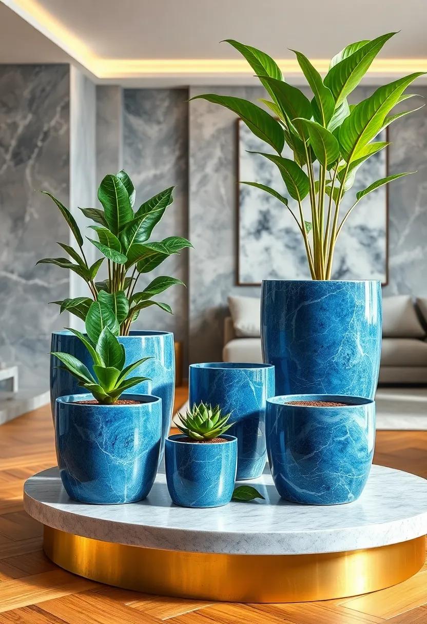 Blue ⁢marble Plant Pots: Incorporate nature into your​ décor ⁣with ⁣blue marble-finished plant⁣ pots that add a ‍hint ⁣of opulence⁣ to your green⁣ companions