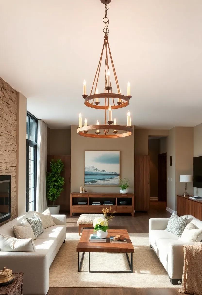 Rustic Farmhouse Charm: Incorporate a rustic chandelier with a wooden‍ frame and candle-style lights, bringing a⁤ cozy and inviting atmosphere to your space