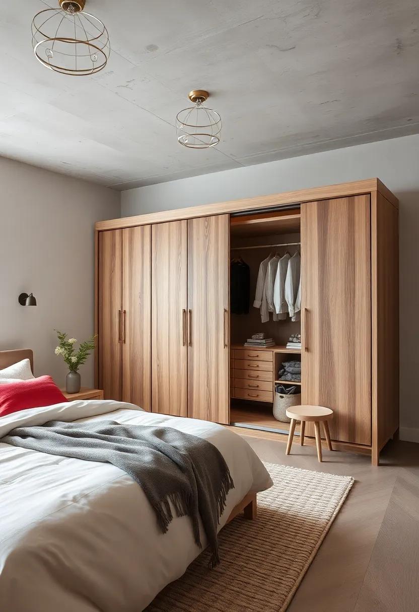 Scandinavian ​Serenity: Incorporate a wardrobe with clean lines and natural​ wood finishes to promote a calm and airy atmosphere