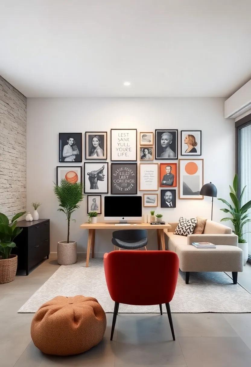 Create ‍a Gallery Wall: display a curated ⁤mix of artwork, photos, and inspirational⁢ quotes to foster ‌motivation‍ and showcase your personality