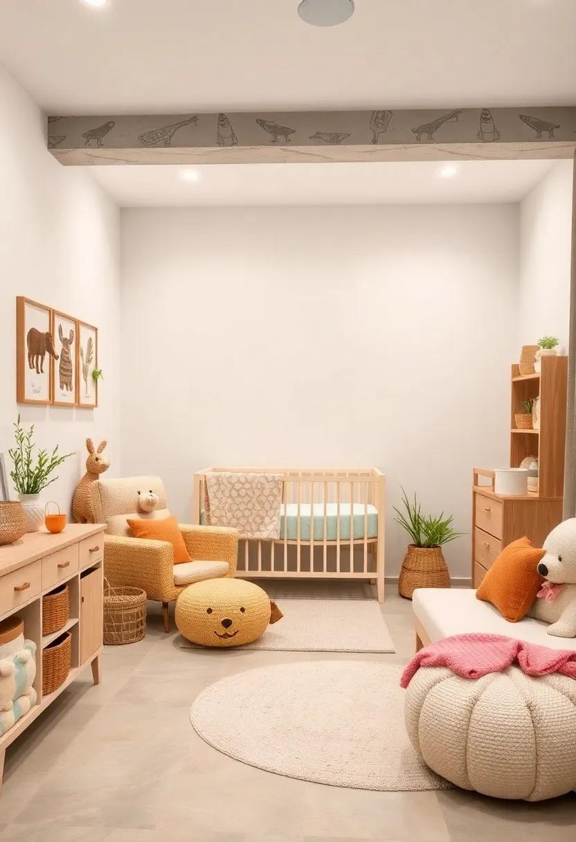Animal-themed⁣ Storage: Incorporate playful storage⁤ solutions, like baskets or bins ⁤shaped like animals, to keep the⁢ nursery organized and cute