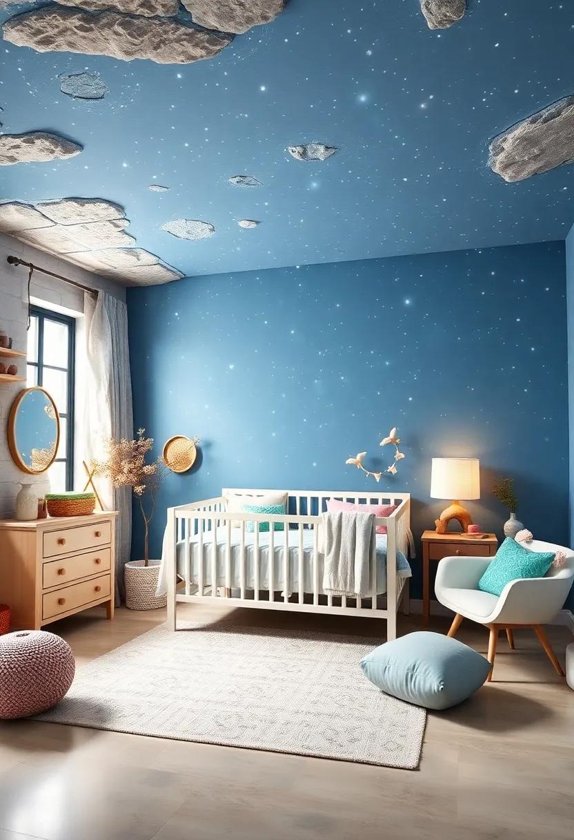 Starry⁣ Night Sky: Paint the ceiling a soft ‍blue and add glow-in-the-dark stars to create a mesmerizing night sky effect for bedtime