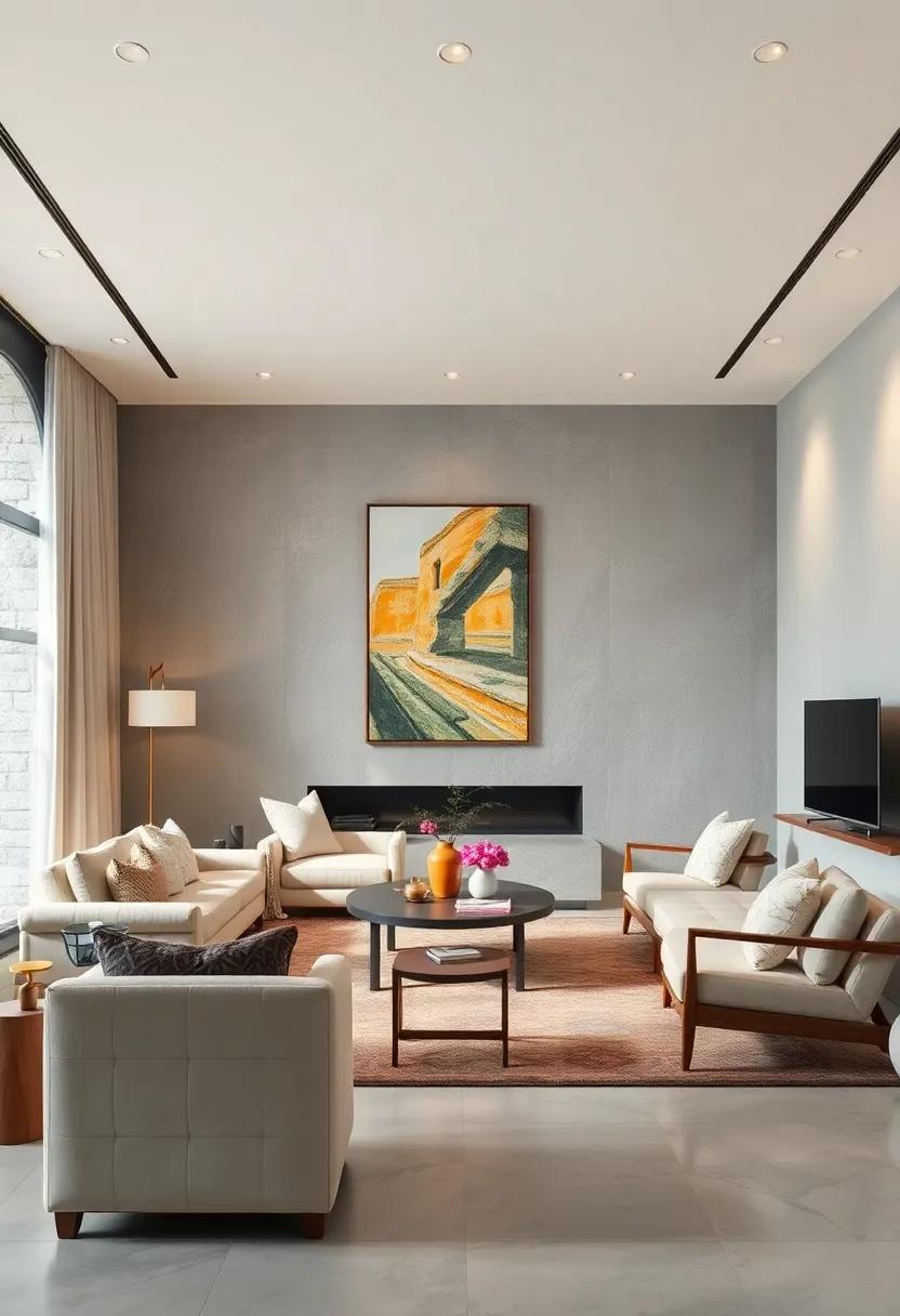 Blend in lighting with artwork by using spotlighting⁣ to highlight pieces while keeping the overall aesthetic neutral