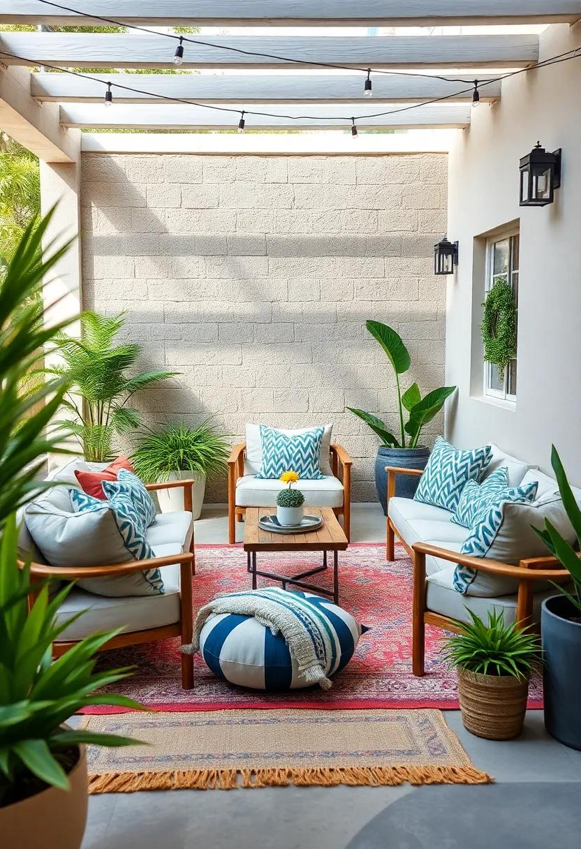 layer with ⁢rugs: Place a soft ⁢outdoor rug⁢ underneath‍ your‍ seating area to define ‍the space ⁣and ⁤provide an extra layer of ⁢coziness ‌underfoot