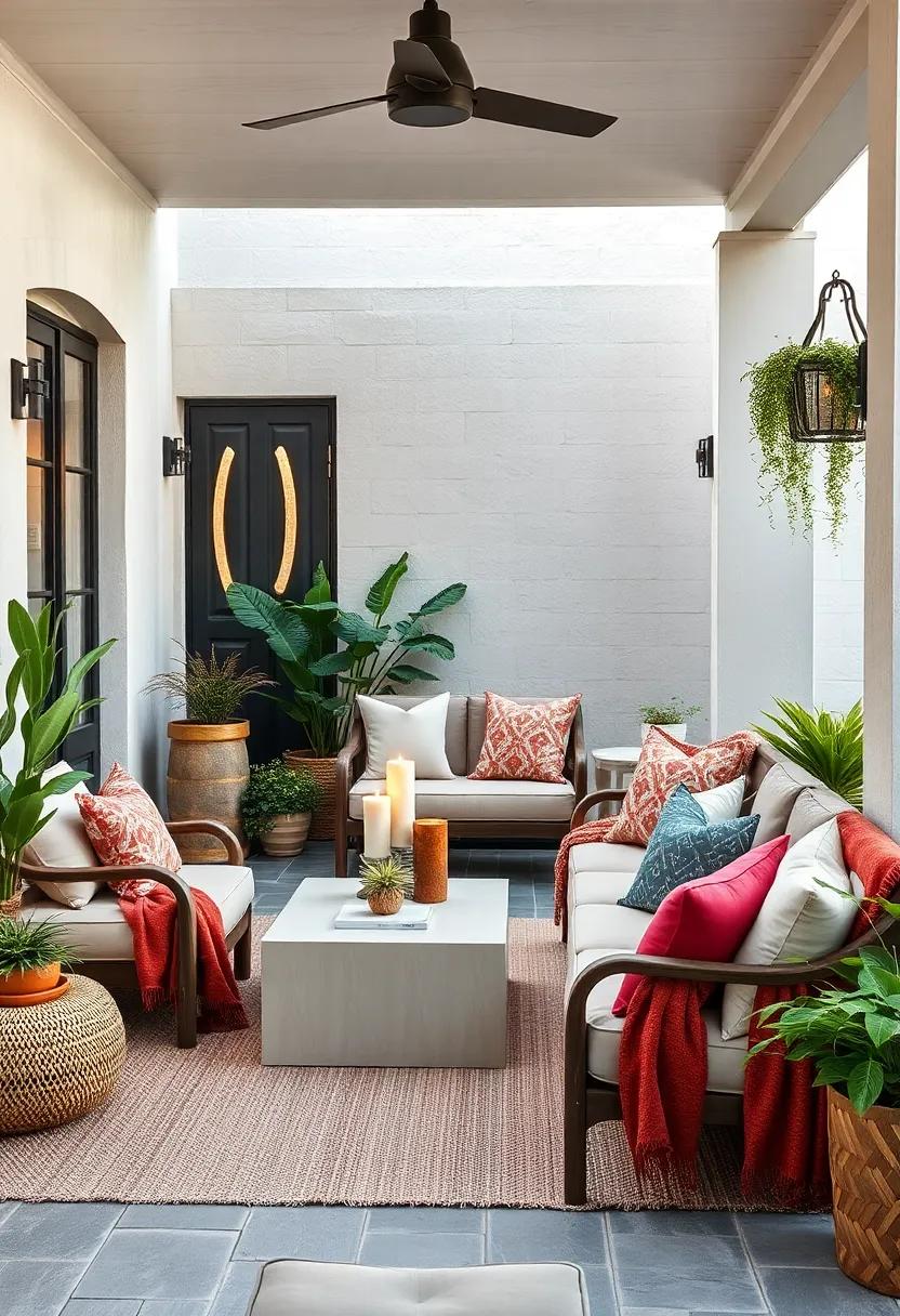 mix and match textures:⁣ Combine‌ smooth, ​silk-like cushions with rugged, woven throws to ⁣create depth ‍and invite comfort⁢ to⁢ your​ patio