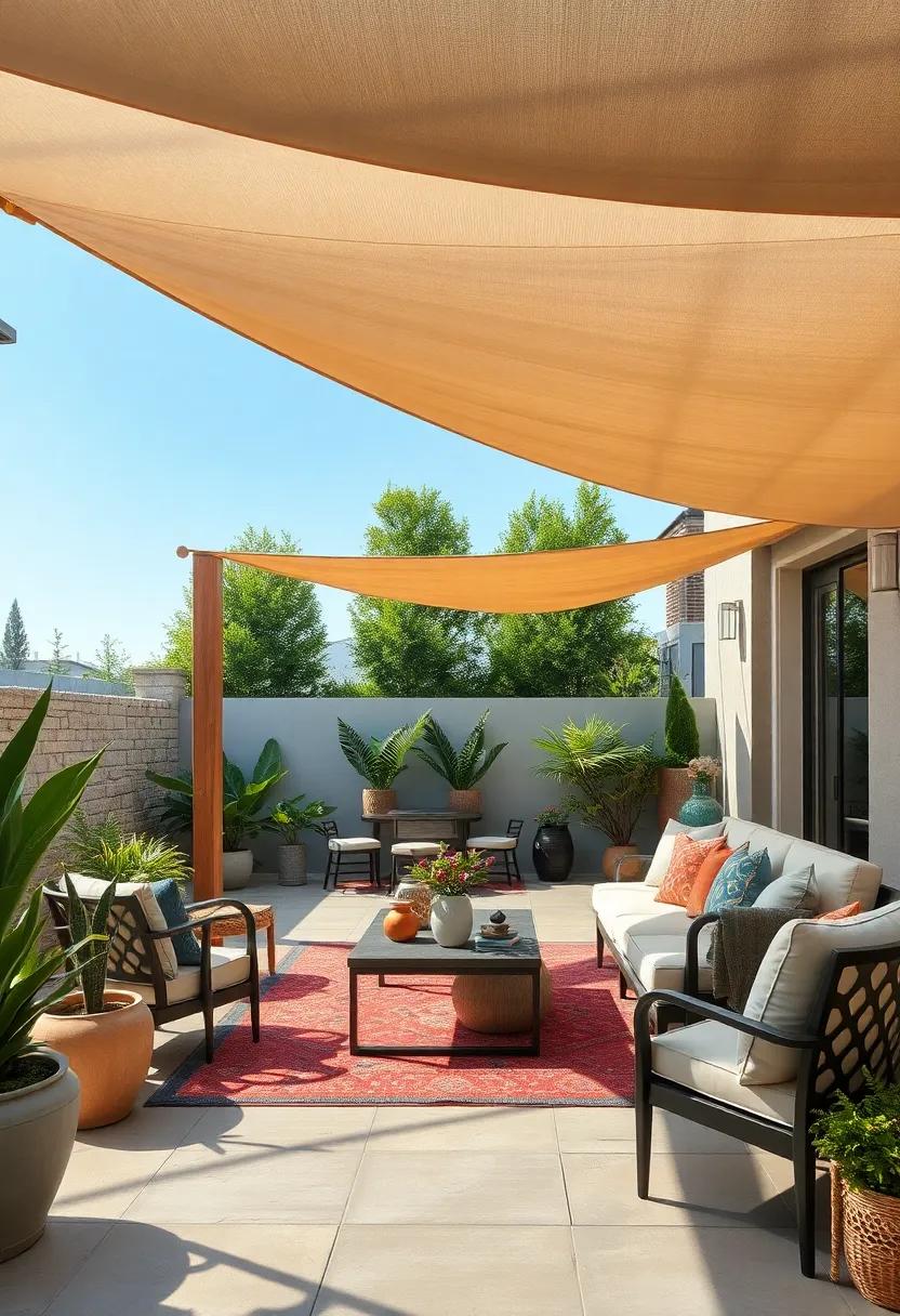 Create a layered look by‍ using overlapping shade sails in ​different ​materials for a textural contrast that's visually​ striking