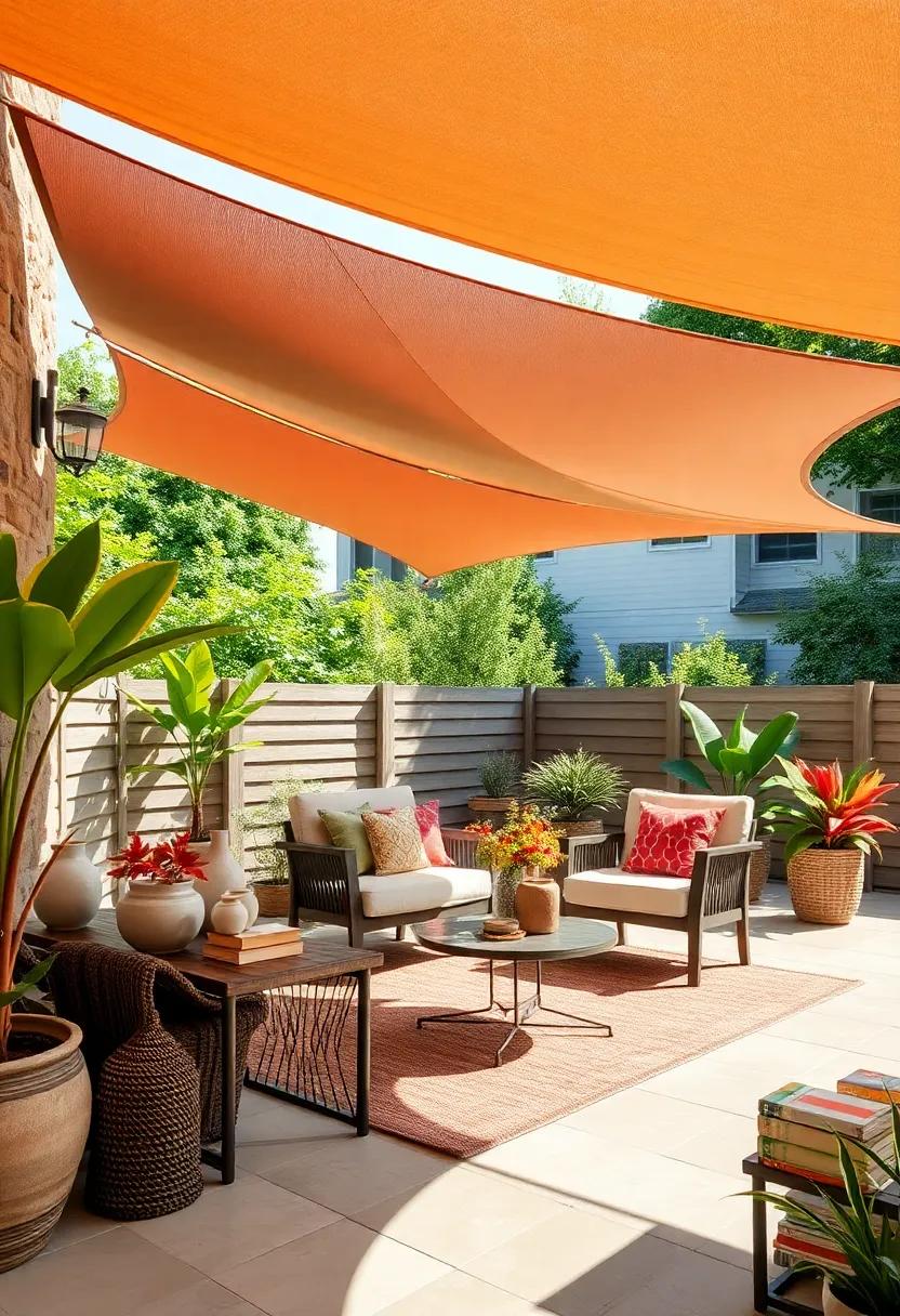 Opt for a ⁤color-changing or patterned ⁢shade sail that‌ shifts hues with the sun,‍ creating an ⁣ever-evolving atmosphere⁣ on your patio