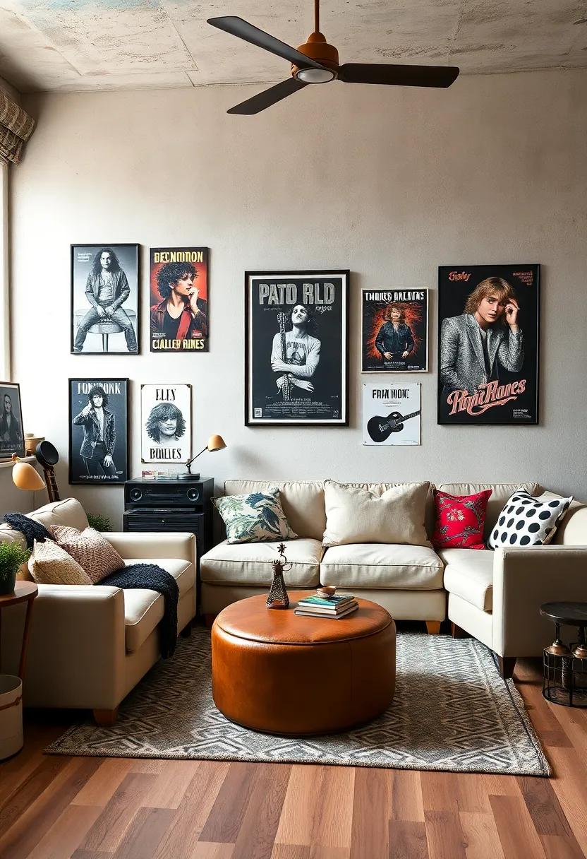 Posters of Iconic Bands:⁣ Adorn the walls with posters⁣ of legendary⁢ bands⁤ from ‌the '70s,‌ '80s, and '90s to ​create‌ a music-inspired atmosphere brimming with ‌nostalgia